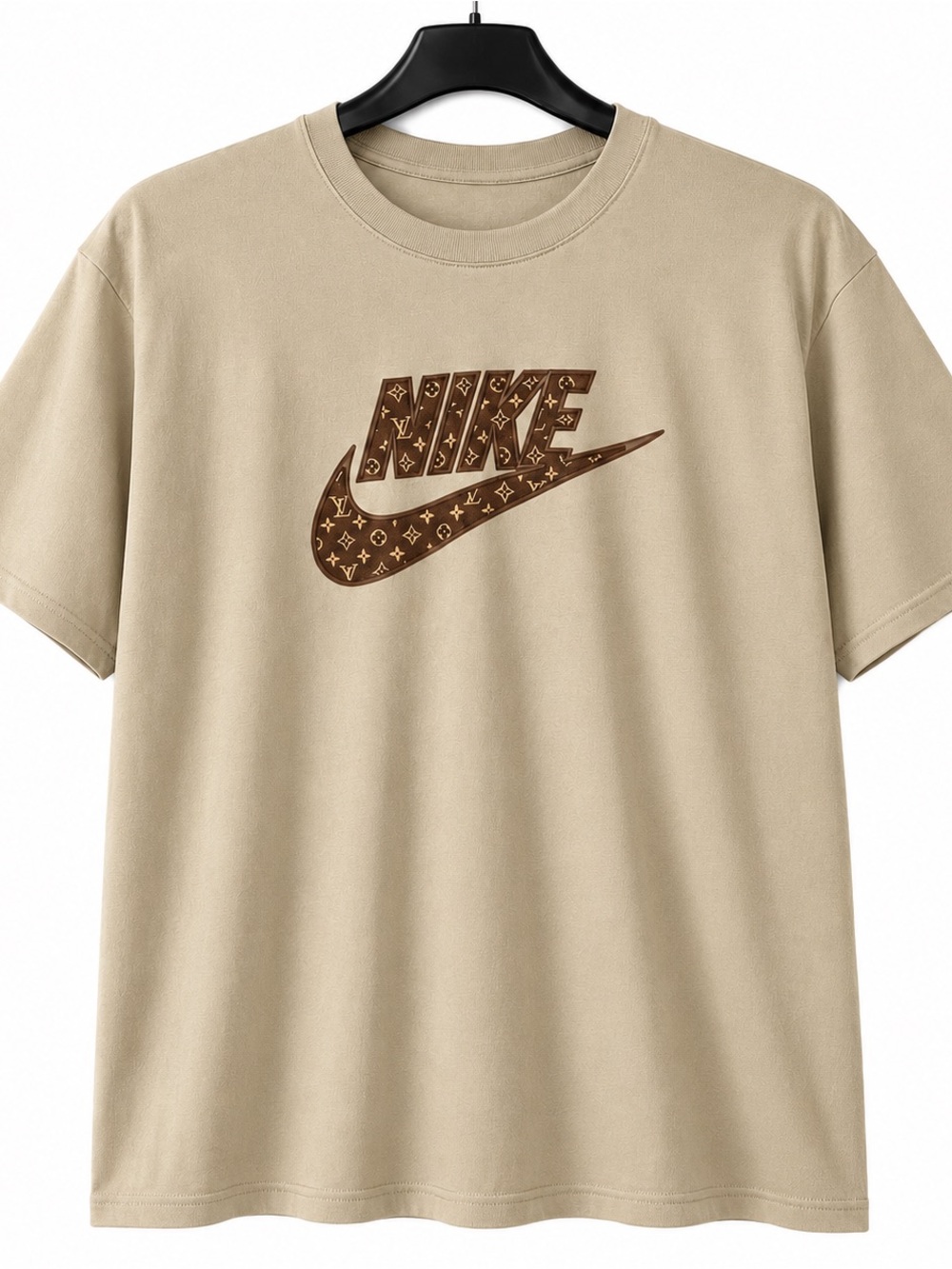 Beige Tee with Brown Logo